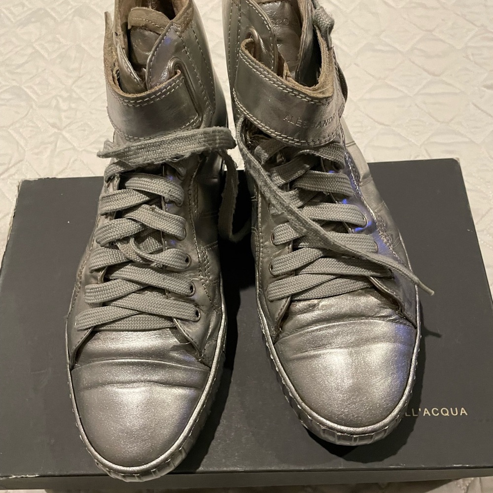 Alessandro Dell'Acqua Silver Distressed Sneakers